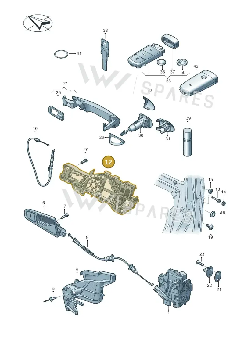 3C0837886H — Volkswagen Passat saloon (2010-2015) diagram 460837000, position 12
