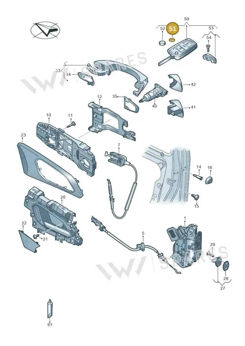 3C0837891 — Volkswagen T-Cross 1,0 (2018-2024) diagram 587837000, position 51