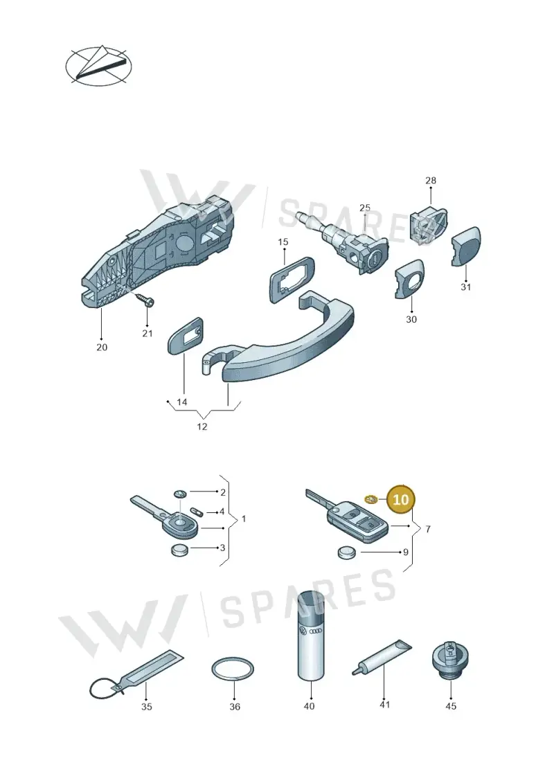 3C0837891A — Volkswagen Amarok twin cab (2016-2022) diagram 683837100, position 10