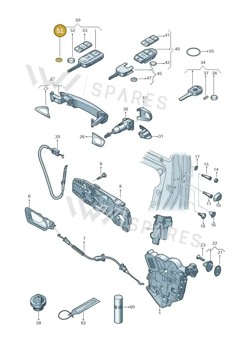 3C0837891A — Volkswagen Up! 1.0 BlueMotion (2016-2023) diagram 672837000, position 51