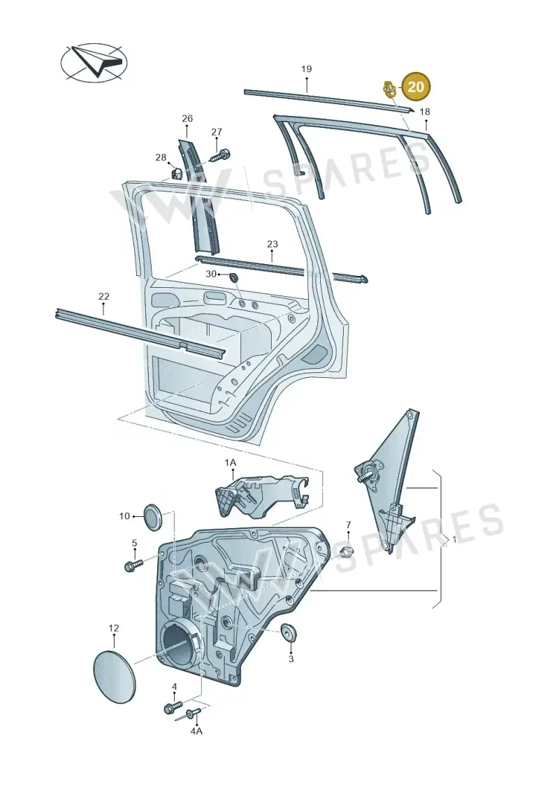3C0837975 — Volkswagen Tiguan 4Motion (2011-2018) diagram 634839600, position 20