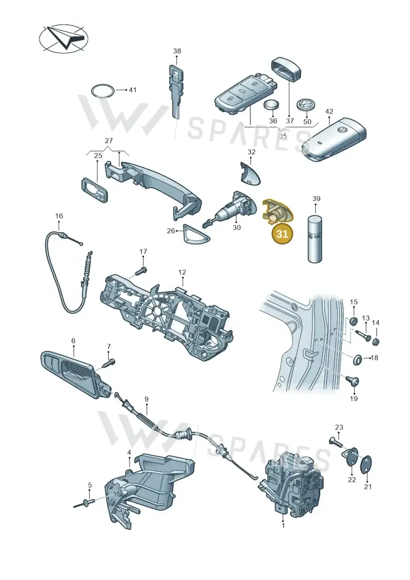 3C0839167 — Volkswagen Passat saloon (2010-2015) diagram 460837000, position 31