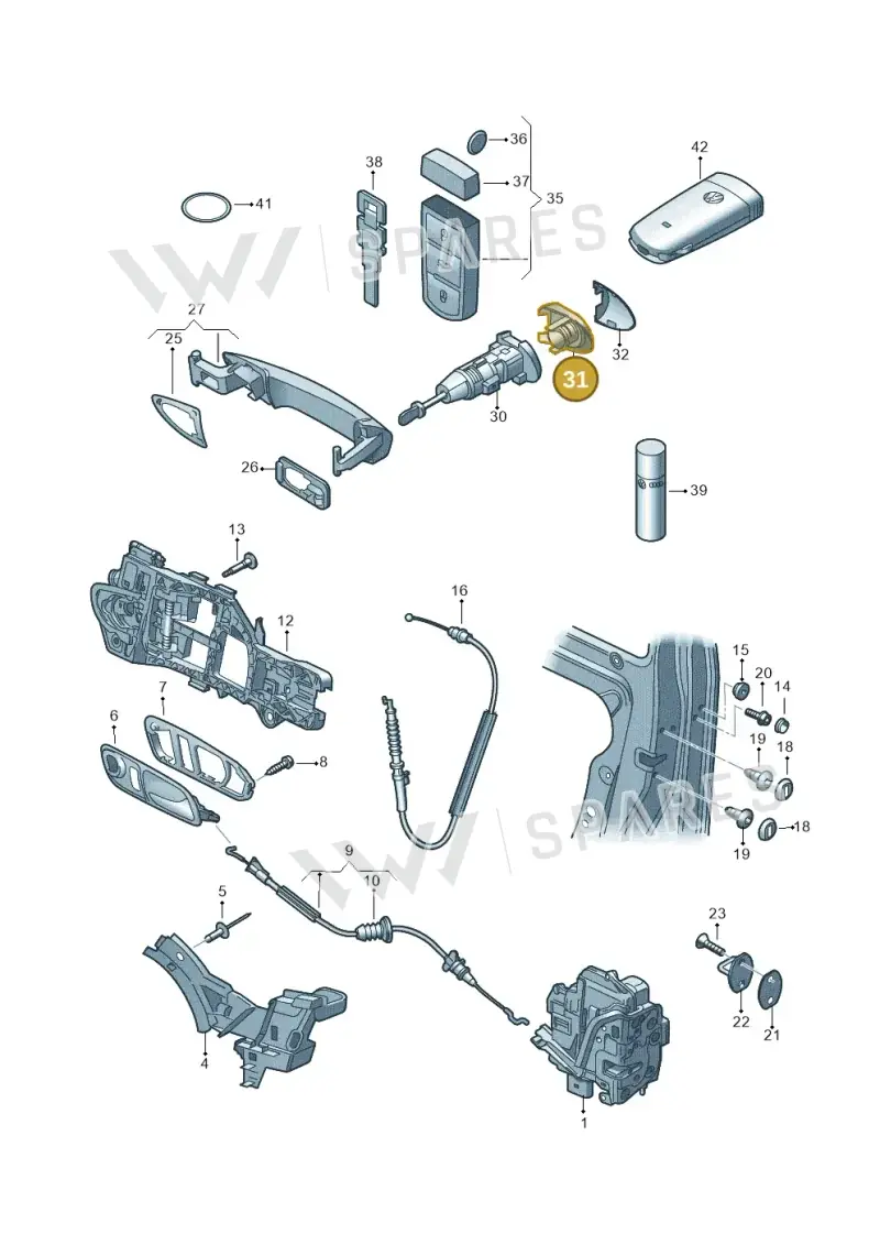 3C0839167 — Volkswagen Passat CC (2011-2016) diagram 645837000, position 31