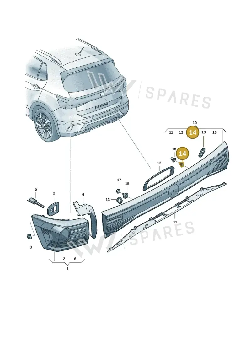 3C0853585 — Volkswagen T-Cross 1,0 (2018-2024) diagram 587945005, position 14