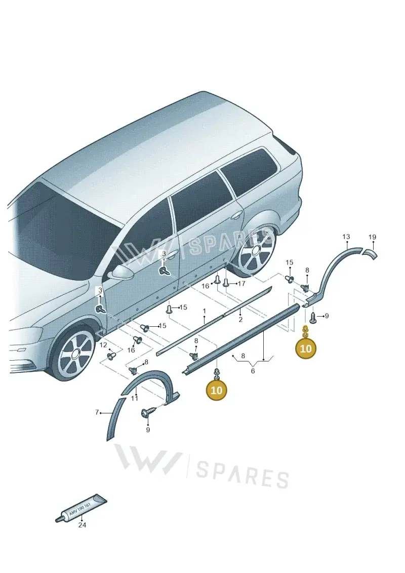 3C0853934 — Volkswagen Passat saloon (2010-2015) diagram 702853300, position 10