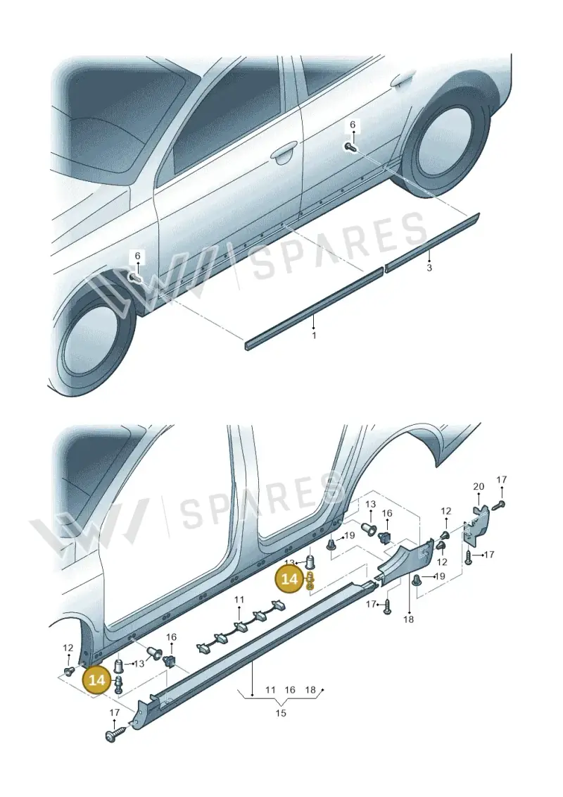 3C0853934 — Volkswagen Passat saloon (2010-2015) diagram 702853200, position 14