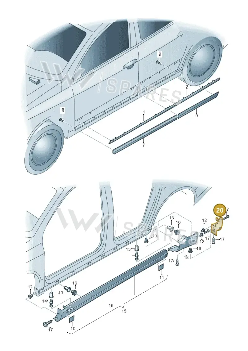 3C0854855C9B9 — Volkswagen Passat estate (2008-2011) diagram 460853200, position 20