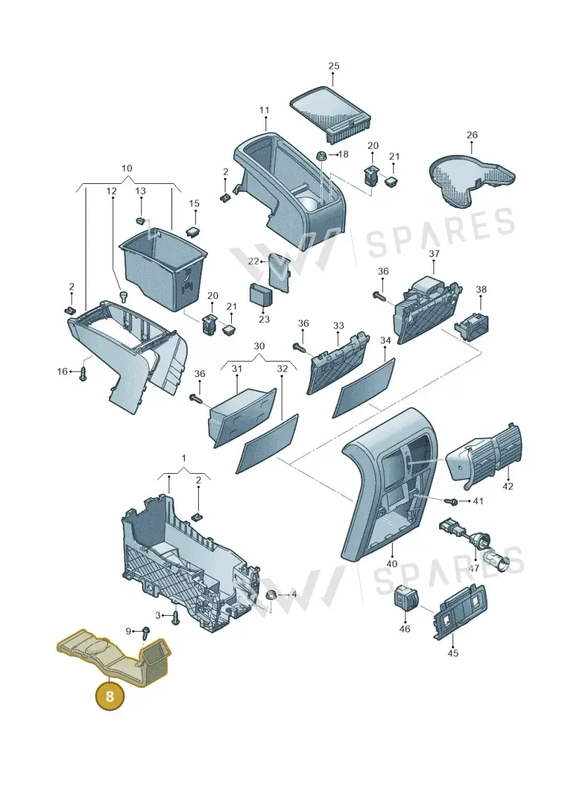 3C0864254B — Volkswagen Passat CC (2011-2016) diagram 702863600, position 8