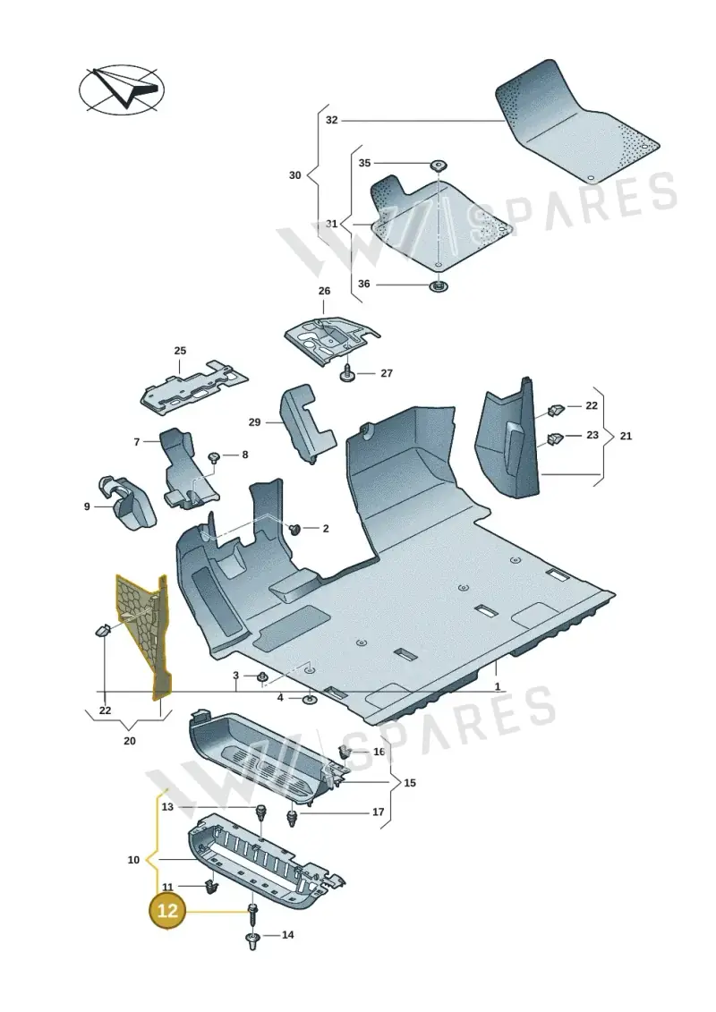3C0867333 — Volkswagen Multivan (2021-) diagram 7t0863000, position 12