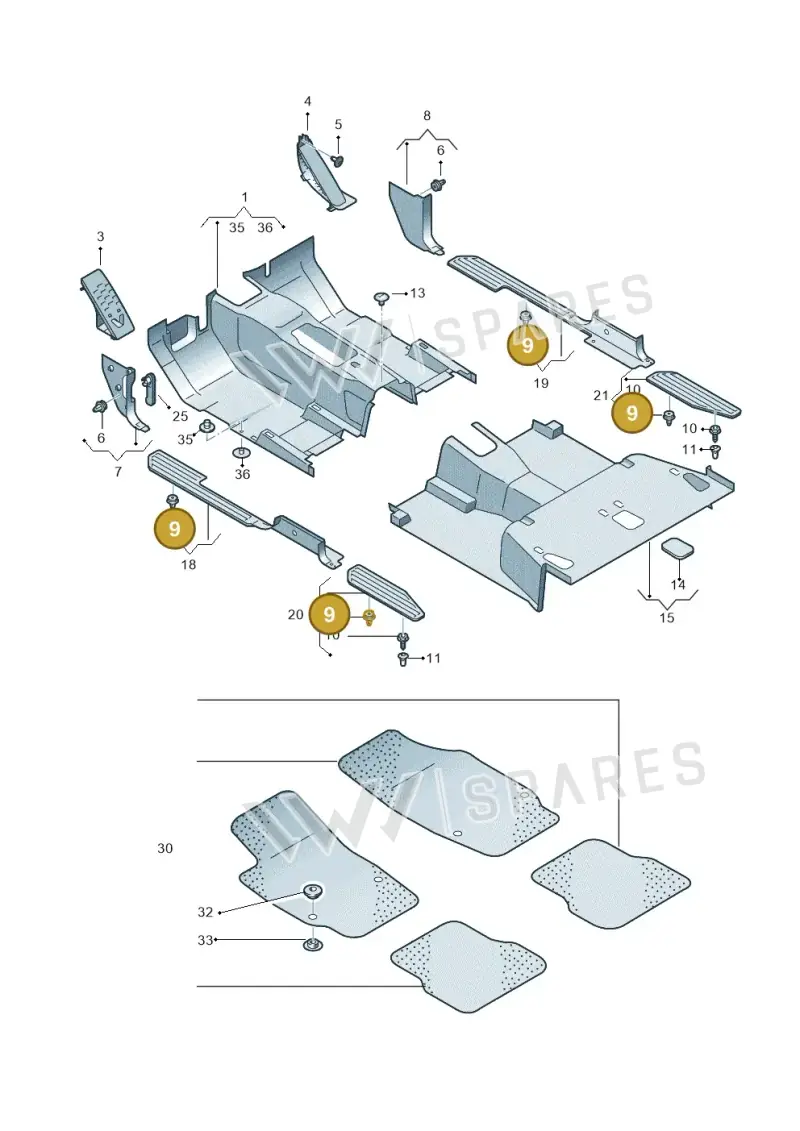 3C0867333 — Volkswagen Amarok twin cab (2022-) diagram 894863000, position 9