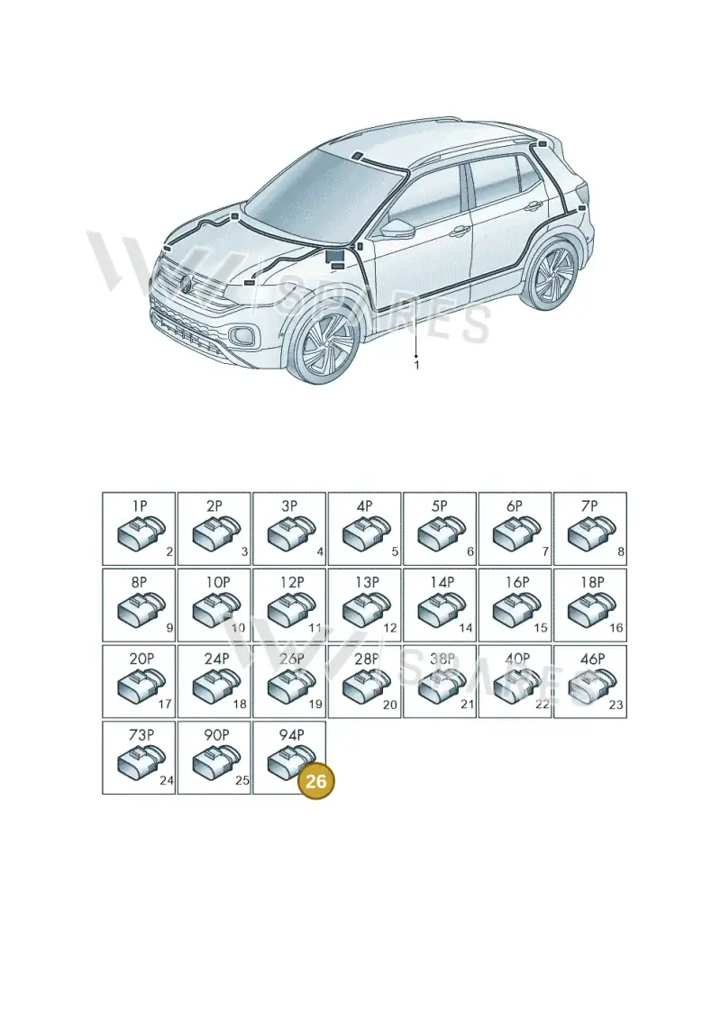 3C0906385 — Volkswagen T-Cross (2018-2025) diagram 587971080, position 26