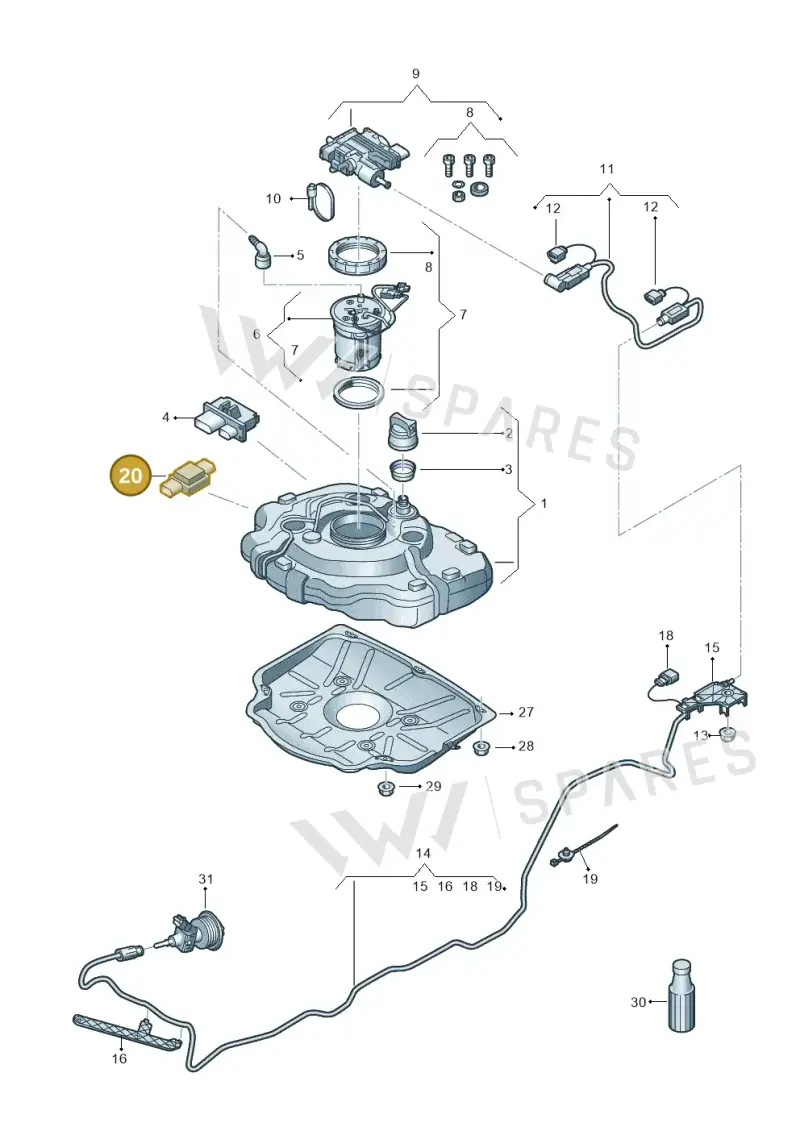 3C0906651 — Volkswagen Touareg BlueMotion (2014-2018) diagram 787253760, position 20