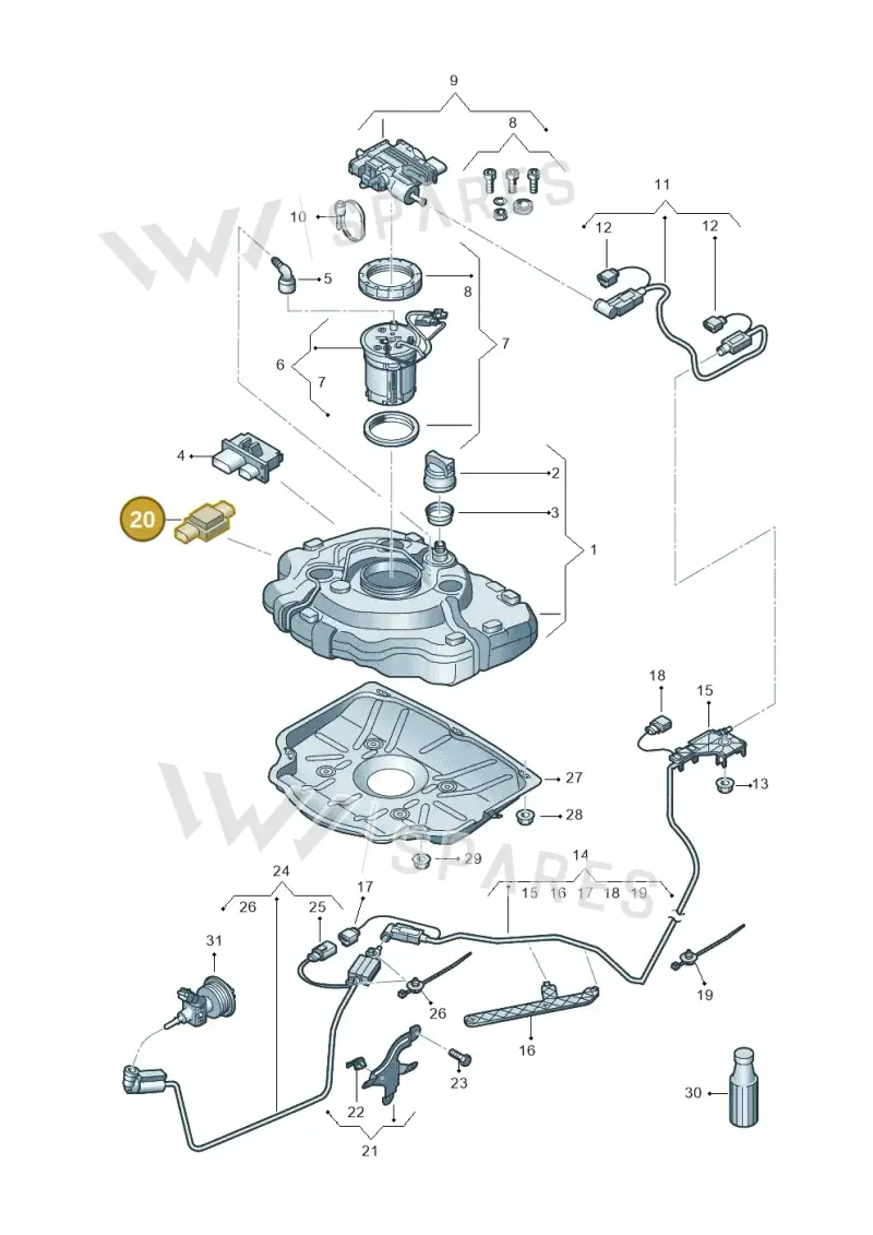 3C0906651 — Volkswagen Touareg BlueMotion (2014-2018) diagram 787253740, position 20