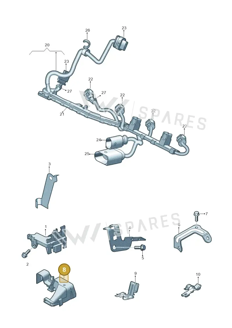 3C0971830 — Audi Q3 quattro (2011-2015) diagram 728971210, position 8