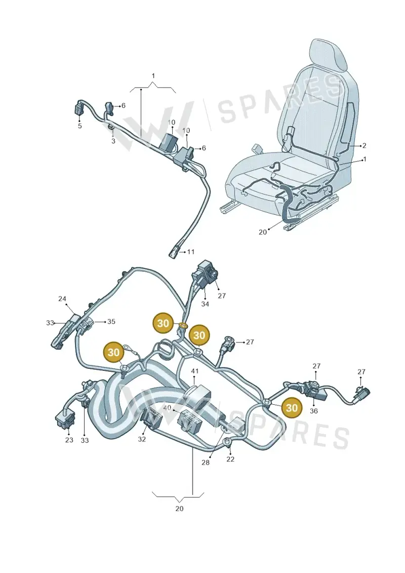 3C0971896B — Volkswagen Golf (2016-2020) diagram 746972260, position 30