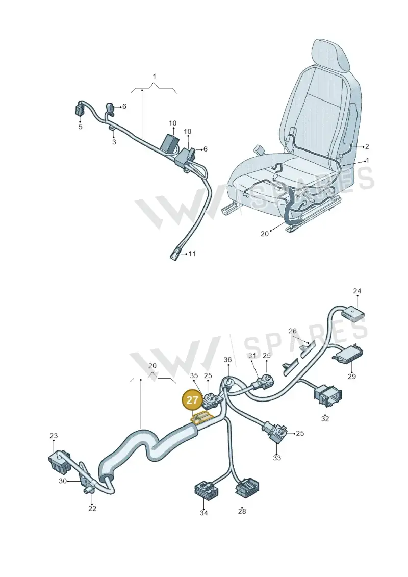 3C0971896B — Volkswagen Golf Sportsvan (2014-2020) diagram 780972260, position 27
