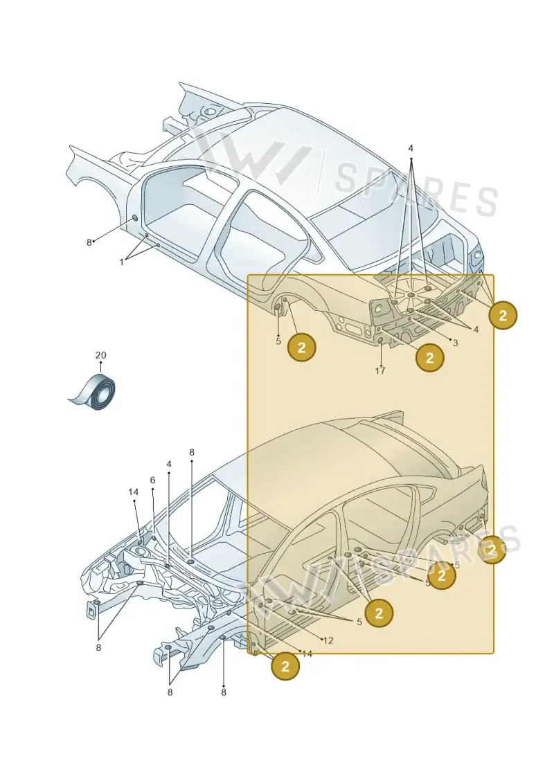 3C0971908 — Volkswagen New Passat (2015-2022) diagram 691803350, position 2