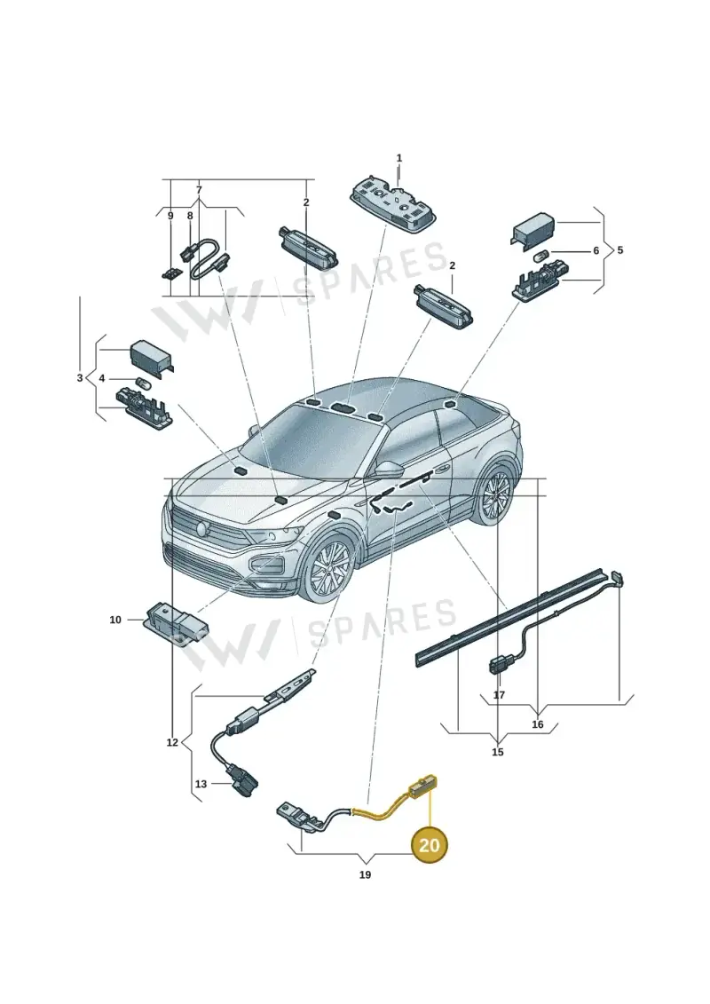 3C0973119B — Volkswagen T-Roc convertible 1.5 (2019-2024) diagram 2gk947000, position 20