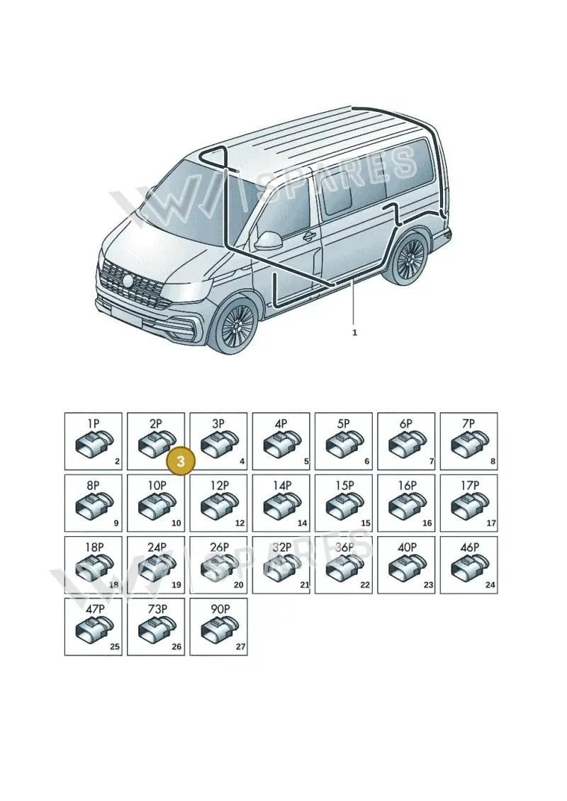 3C0973119B — Volkswagen Transport. multivan (2019-2024) diagram 7em971080, position 3