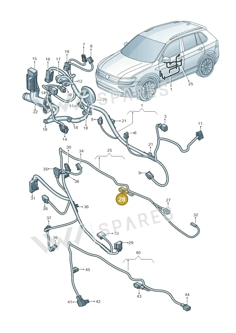 3C0973332A — Volkswagen Tiguan 2.0 4Motion (2016-2024) diagram 884972310, position 28