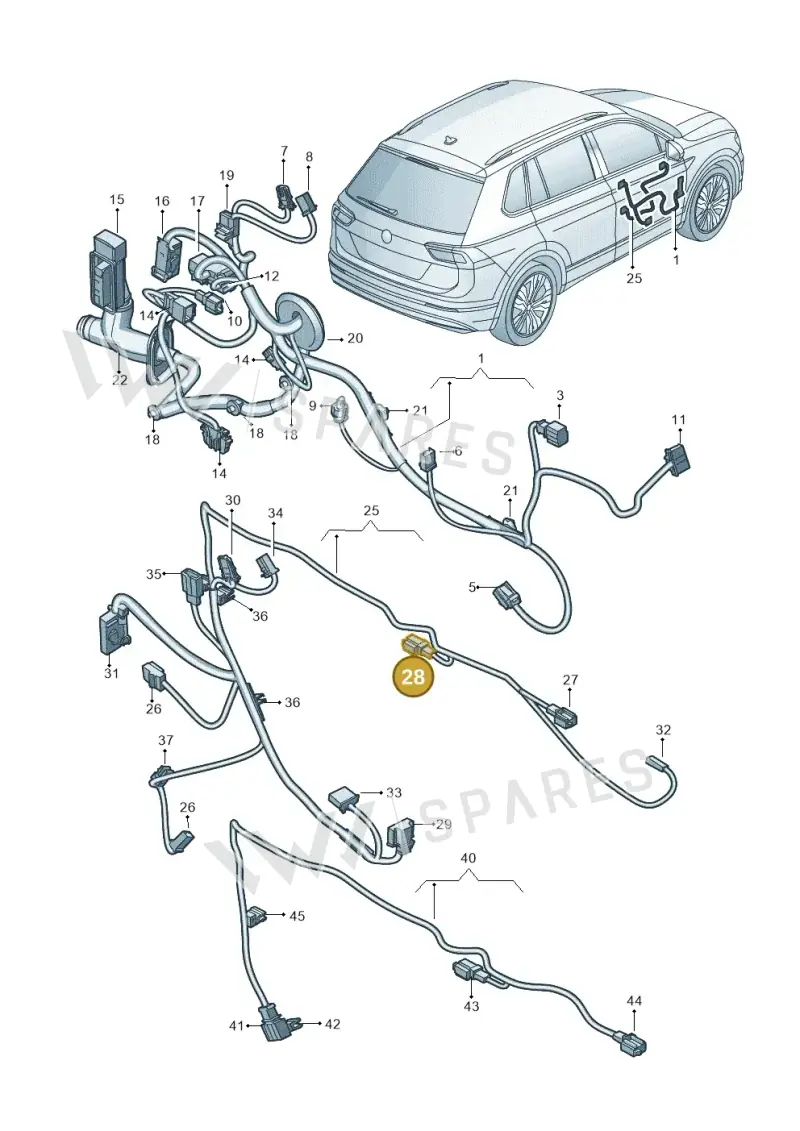 3C0973332A — Volkswagen Tiguan 2.0 4Motion (2016-2024) diagram 884972320, position 28