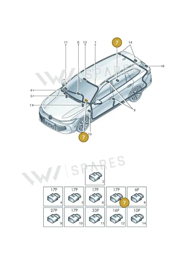3C0973332B — Volkswagen Passat estate (2023-) diagram 3j0972000, position 7