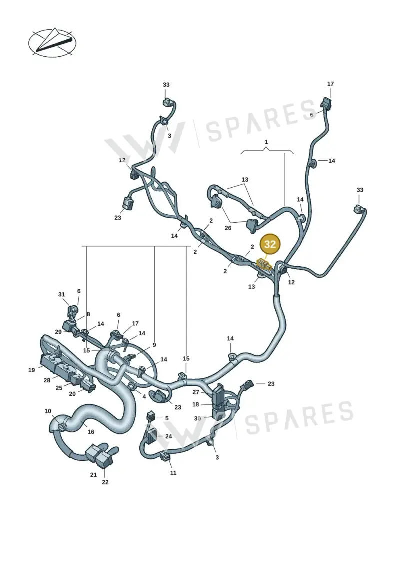 3C0973332B — Volkswagen Multivan (2021-) diagram 7t0972250, position 32