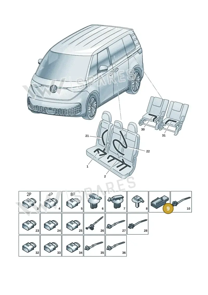 3C0973332C — Volkswagen ID.Buzz (2022-) diagram 15a972270, position 9