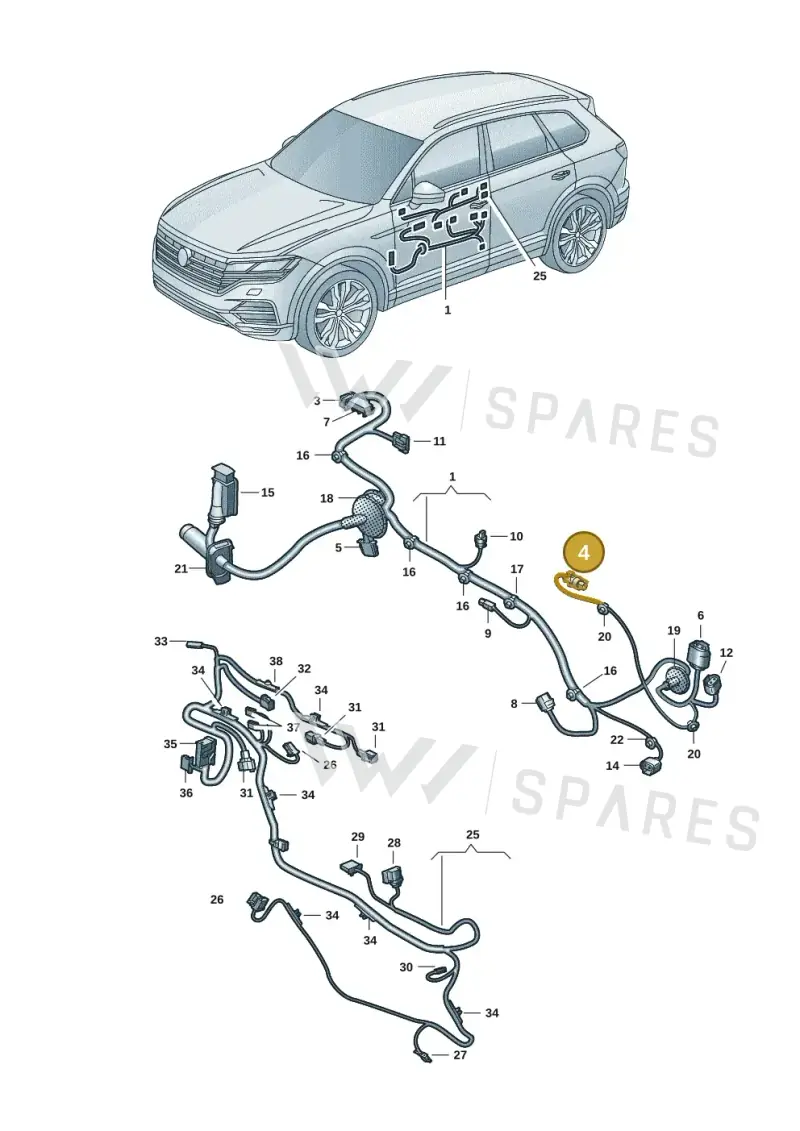 3C0973704 — Volkswagen Touareg (2017-2023) diagram 439972033, position 4