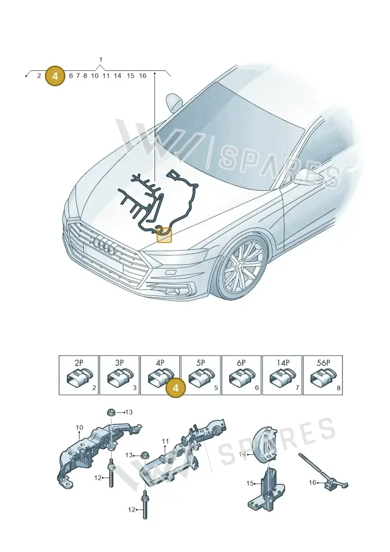 3C0973714 — Audi A8 (2017-2025) diagram 838971460, position 4