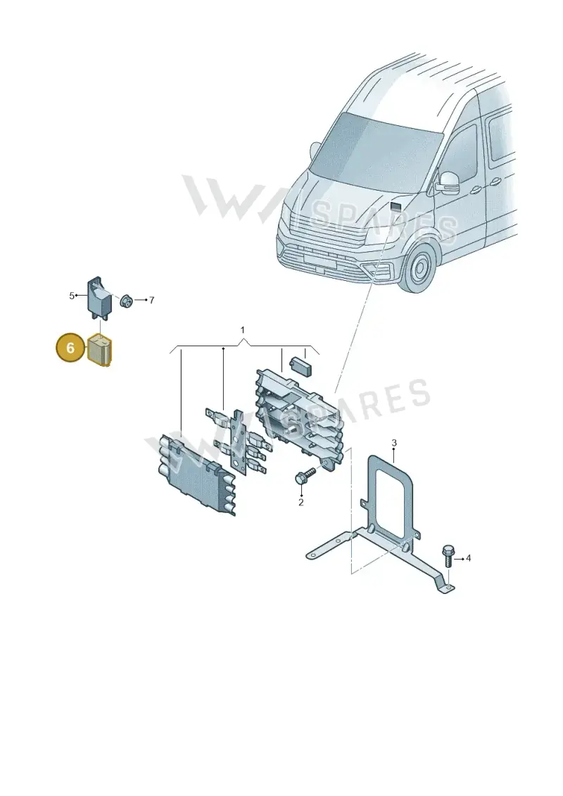 3C0973721 — Volkswagen E-Crafter 35 (2018-2024) diagram 599937020, position 6