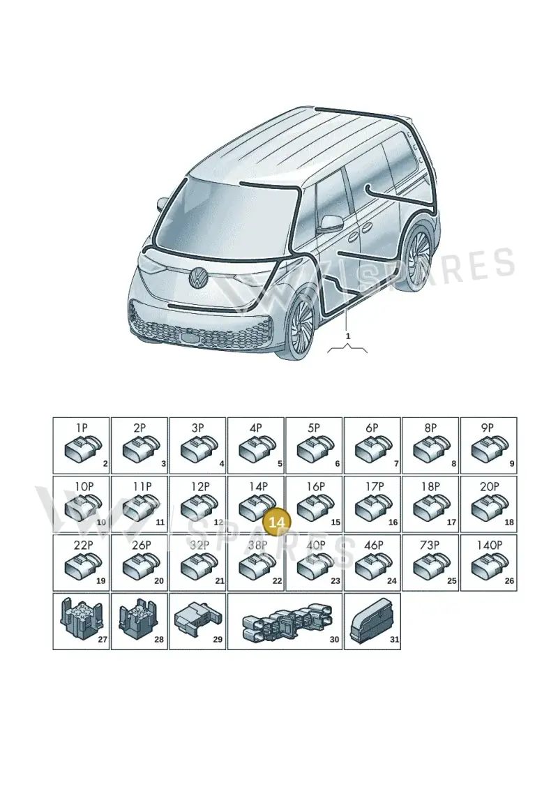 3C0973837 — Volkswagen ID.Buzz (2022-) diagram 15a972000, position 14