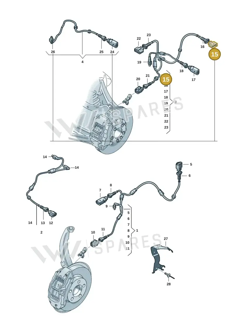 3C0973837A — Audi RS e-tron GT (2020-2025) diagram 4j1927100, position 15