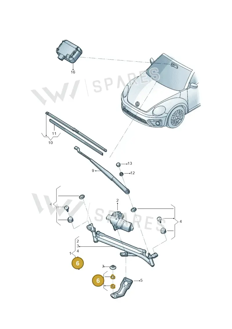 3C0998754 — Volkswagen Beetle (2016-2019) diagram 801955000, position 6