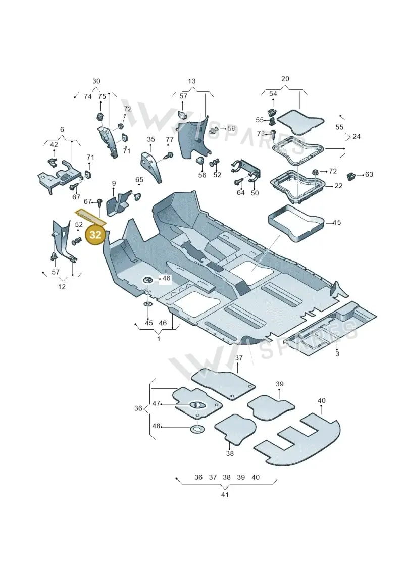 3C18647779B9 — Volkswagen Sharan BlueMotion (2015-2022) diagram 689863000, position 32