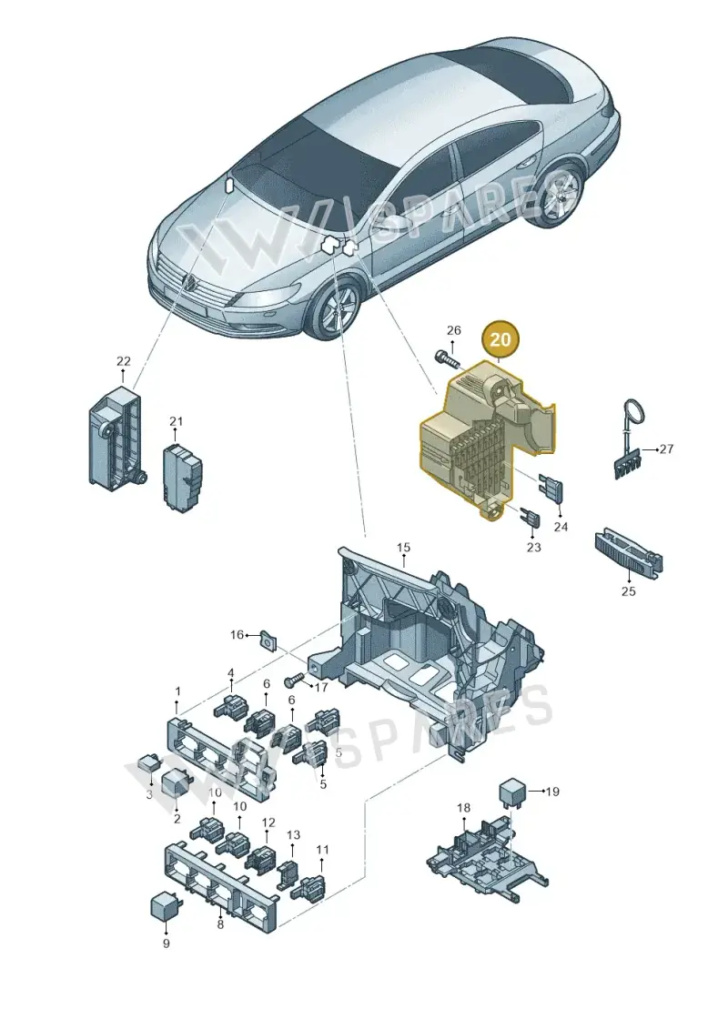 3C1941823 — Volkswagen Passat CC (2011-2016) diagram 737937000, position 20