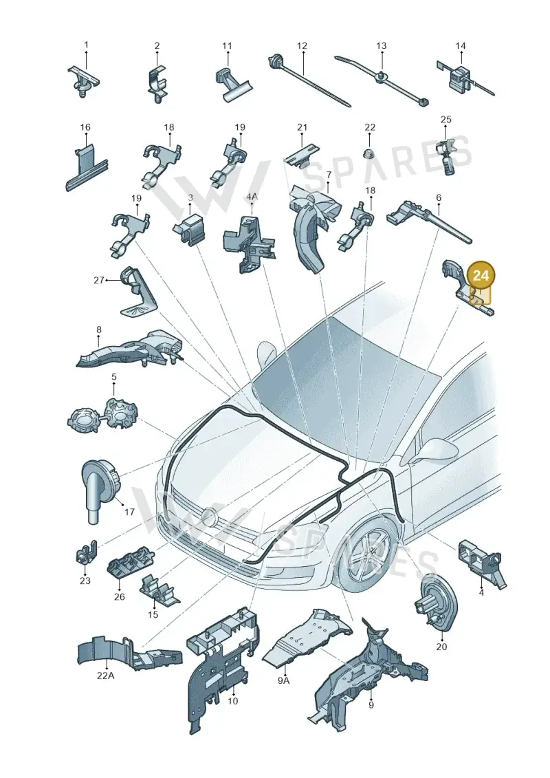 3C1971303 — Volkswagen Golf (2016-2020) diagram 746971870, position 24