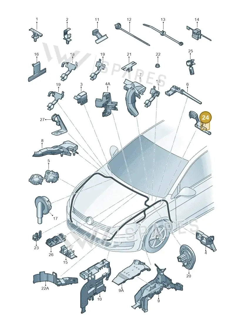 3C2971303 — Volkswagen Golf (2016-2020) diagram 746971870, position 24