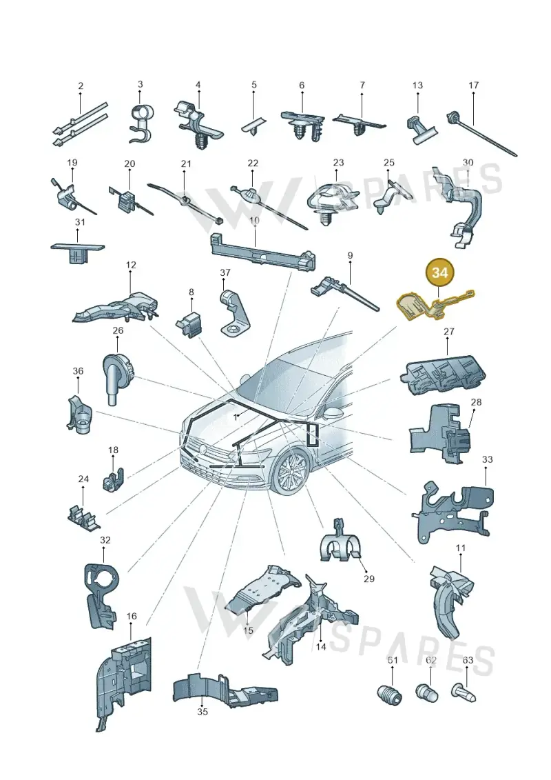 3C2971303 — Volkswagen Passat Saloon (2014-2024) diagram 793971820, position 34