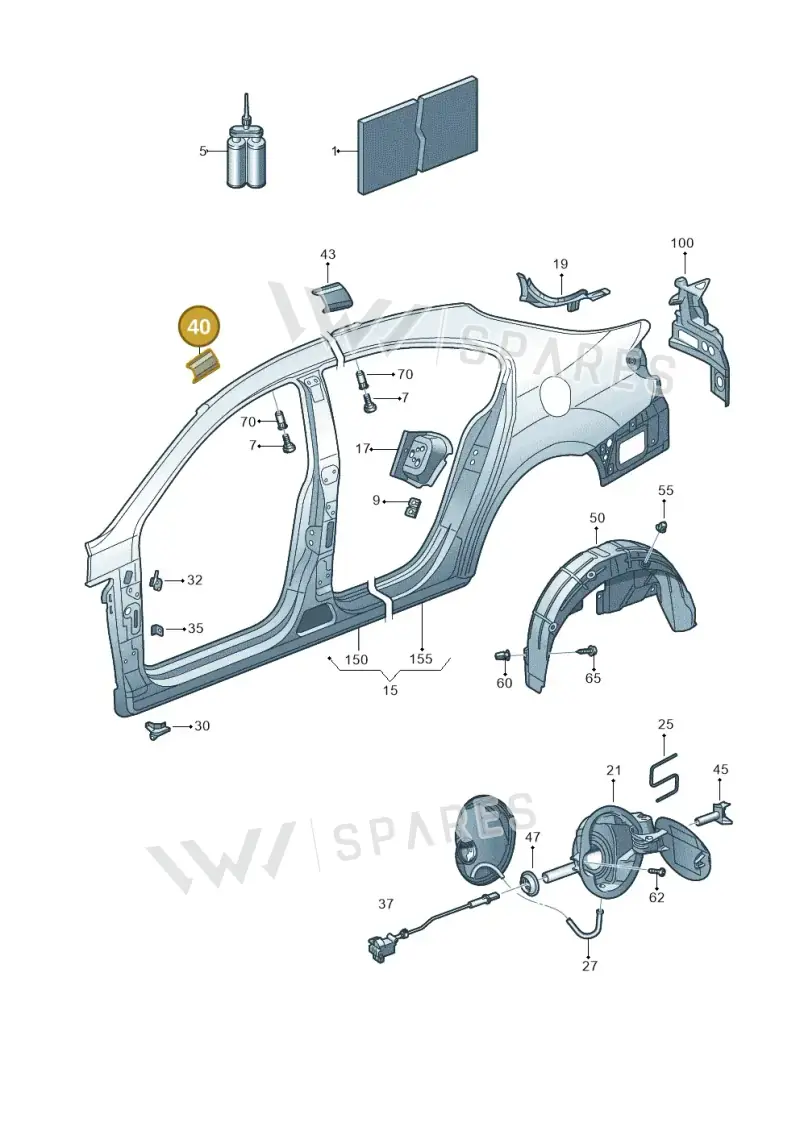 3C8810825 — Volkswagen Passat CC (2011-2016) diagram 645809700, position 40