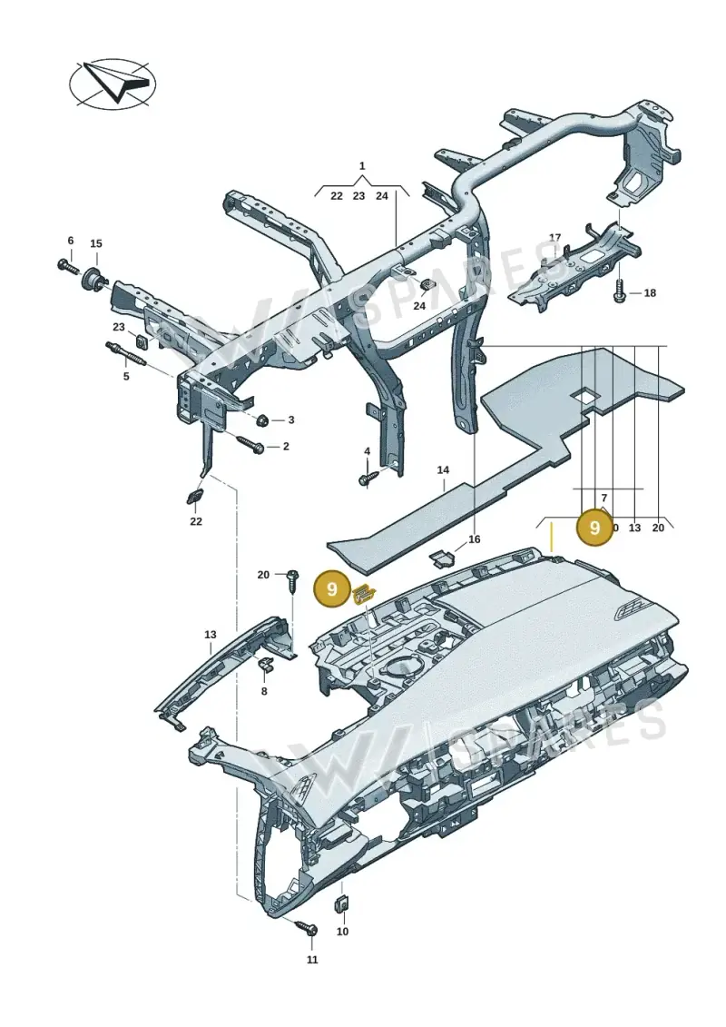 3C8867190 — Volkswagen ID.7 Limousine Pro (2023-) diagram 14b857000, position 9