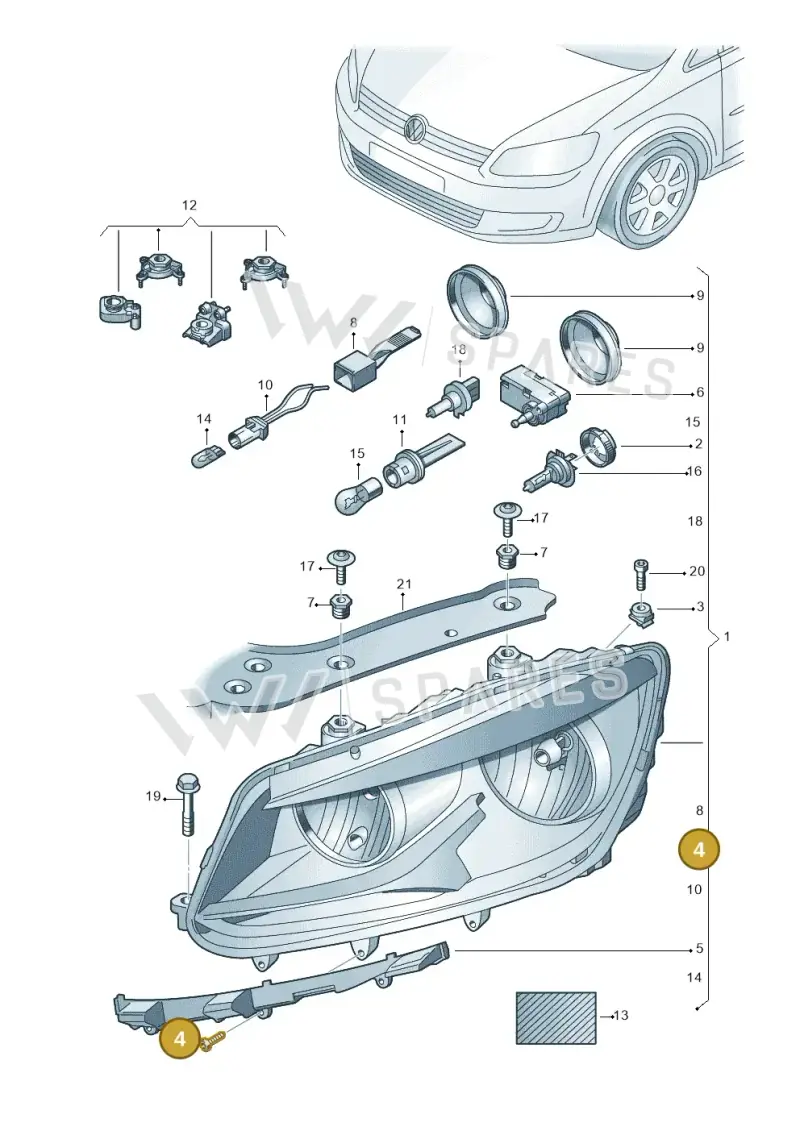 3C8941117 — Volkswagen Caddy Maxi Kombi (2010-2015) diagram 694941000, position 4