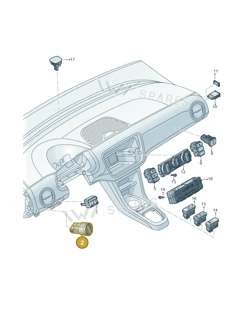 3C8941431BXSH — Volkswagen Up! 1.0 BlueMotion (2016-2023) diagram 723941500, position 2