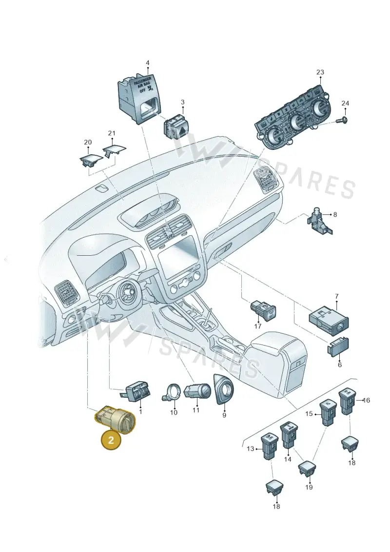 3C8941431BXSH — Volkswagen Scirocco 2.0 (2014-2017) diagram 786941500, position 2