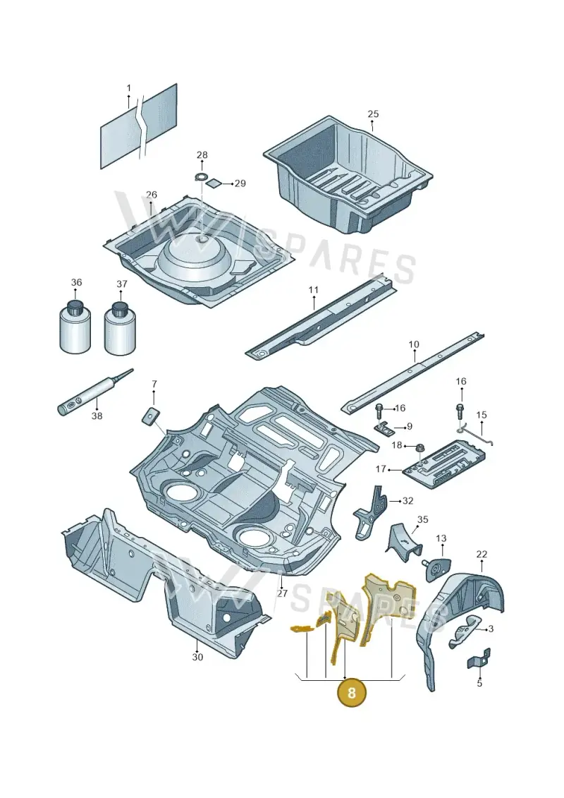 3C9802951 — Volkswagen Passat saloon (2010-2015) diagram 460803500, position 8