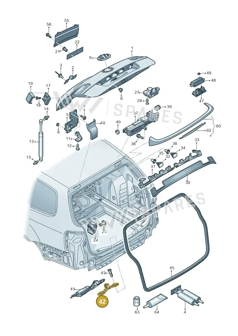 3C9827507 — Volkswagen Passat saloon (2010-2015) diagram 702827300, position 42
