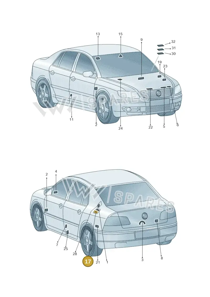 3D0010708N — Volkswagen Phaeton 4motion (2010-2016) diagram 258010000, position 17