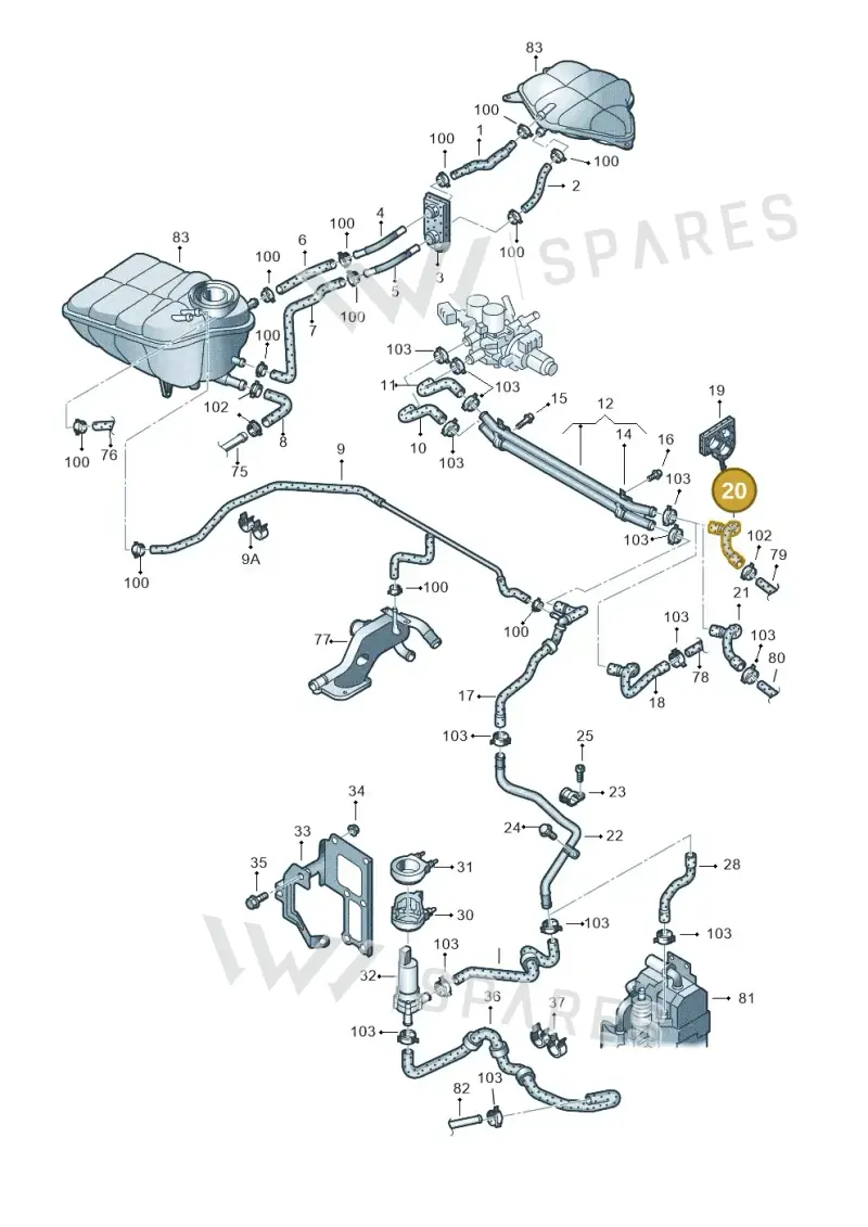 3D0121073AH — Volkswagen Phaeton 4motion (2010-2016) diagram 258121630, position 20