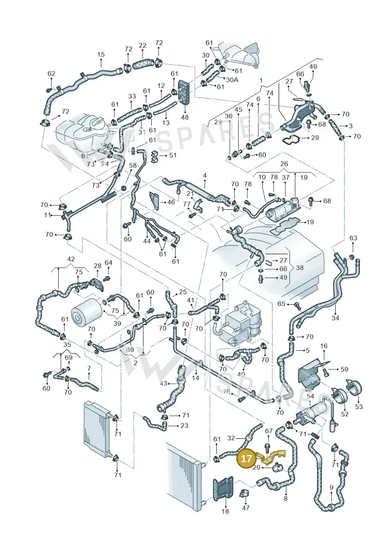3D0121079A — Volkswagen Phaeton (lang) (2003-2006) diagram 258121600, position 17
