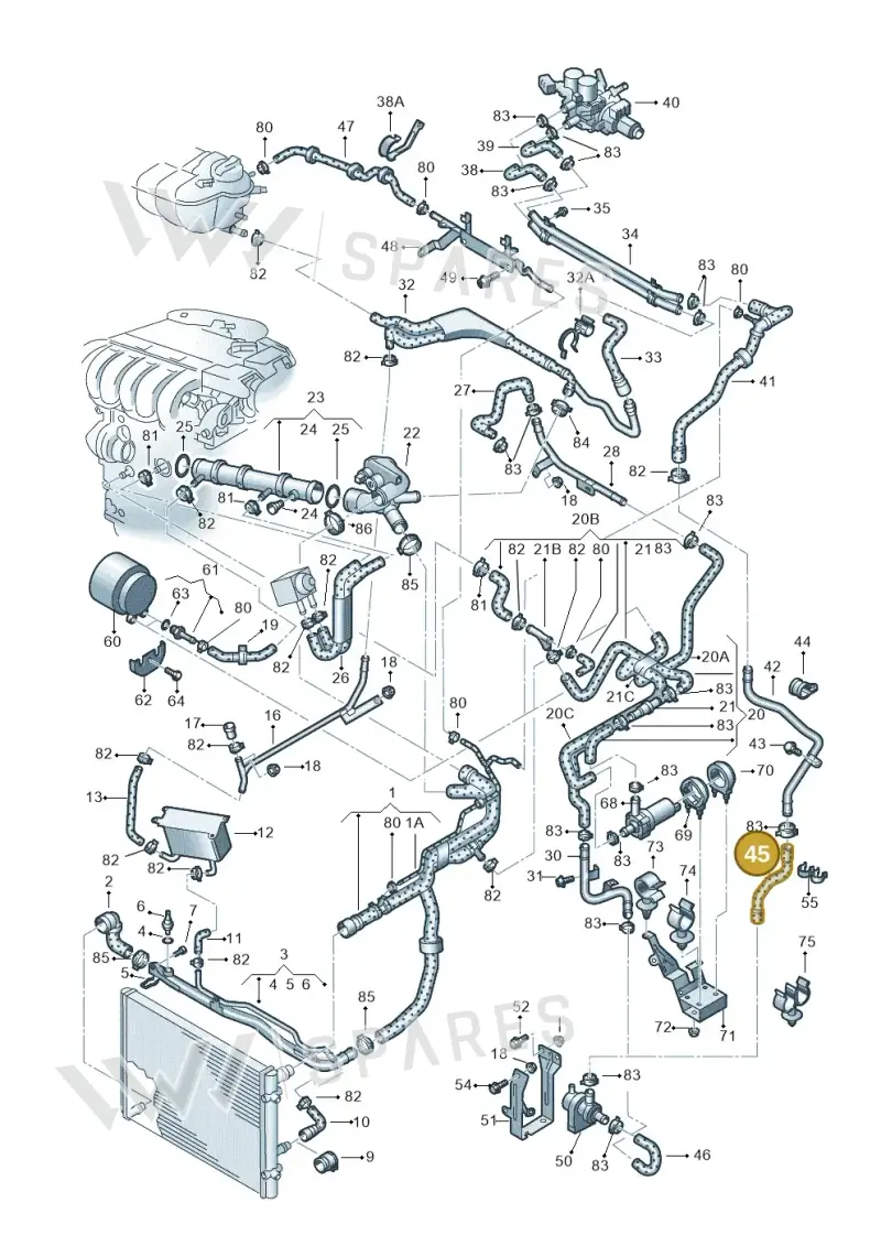3D0121157BB — Volkswagen PHAETON                08> (2007-) diagram 258121300, position 45